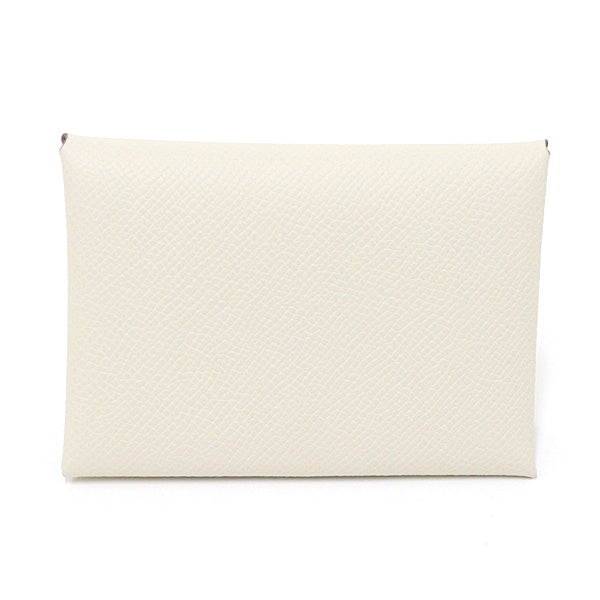HERMES Card Case Calvi duo Epsom Leather Craie/Rouge Radieux K
