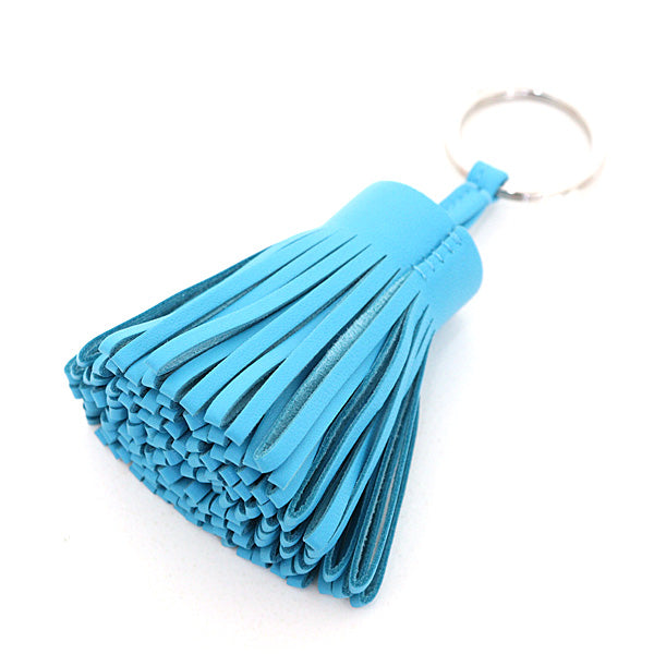 HERMES Bag charm key rings Carmen Sheep leather Blue W 25g