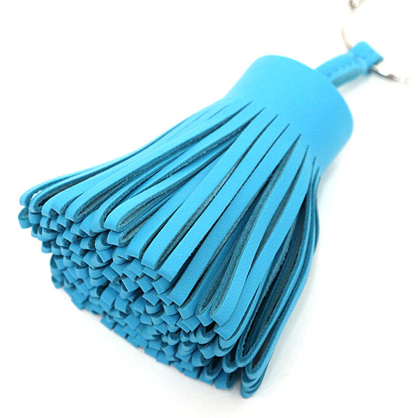 HERMES Bag charm key rings Carmen Sheep leather Blue W 25g