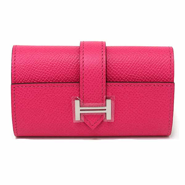 HERMES Bearn Key case Rose Extreme Epsom leather Women □Q