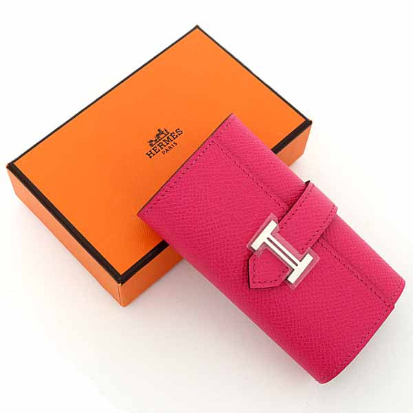HERMES Bearn Key case Rose Extreme Epsom leather Women □Q