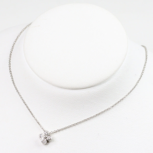 TIFFANY&Co. Necklace Bezel-Set Diamond Flower Pendant Pt950 Fine Jewelry 3.1g