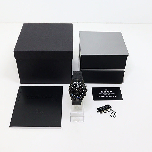 EDOX 10022 37N NIN Grand Ocean Chrono Diver Men's Wrist watch SS Black