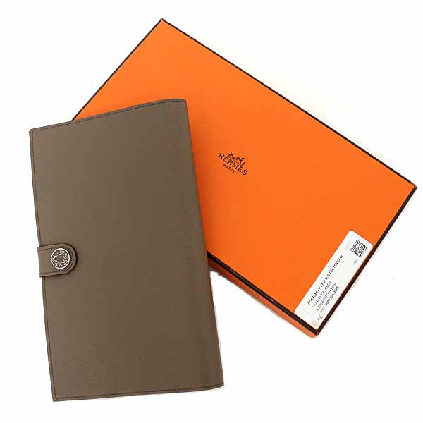 HERMES Purse Long Wallet "RMS Tuttenmann" Card Holder Evercolor Unisex Etoupe B