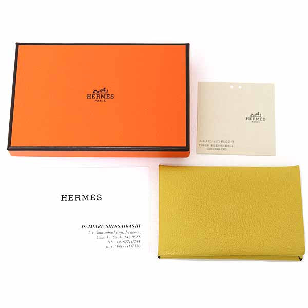 HERMES Card Case Calvi Verso Business Card Holder Chevre