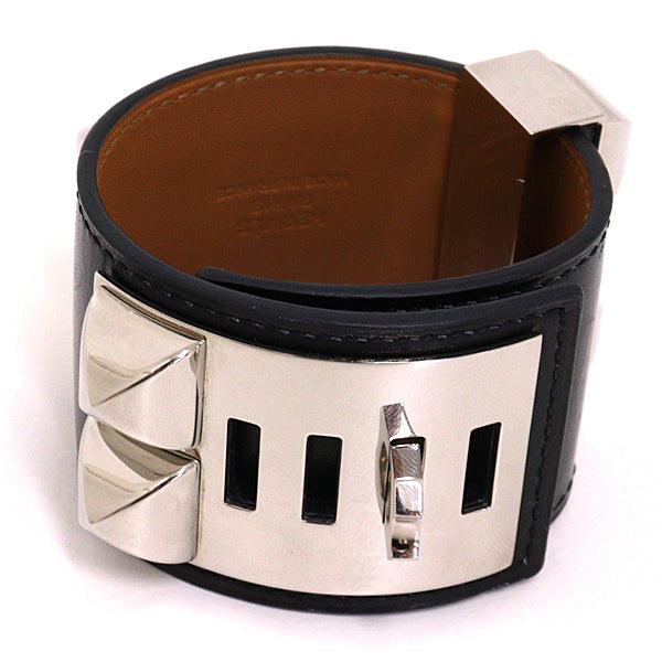 HERMES ladies bracelet Leather Bure Rubbed T Black Women