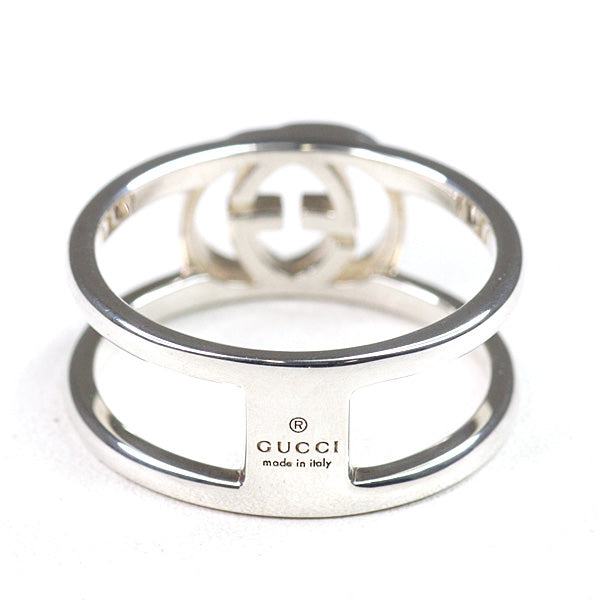 GUCCI Ring Interlocking Wide Open Band 295716 Sterling Silver Unisex 5.0g