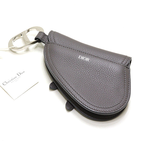 Dior Pouch Saddle pouch Leather gray Women