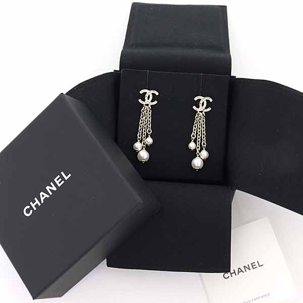 CHANEL Ladiesearring Pearl Chain COCO Mark earring metal Women JAPAN