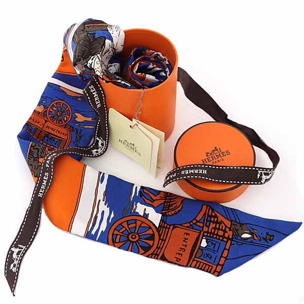 HERMES Scarf Twilly ""Omnibus: The White Lady's Game"" 062416S-04 Silk