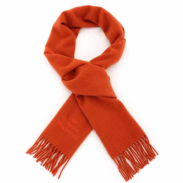 Vivienne Westwood Scarf EMBROIDERED LOGO Scarf wool Orange Women