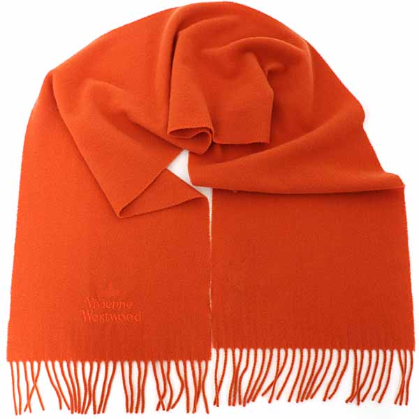 Vivienne Westwood Scarf EMBROIDERED LOGO Scarf wool Orange Women