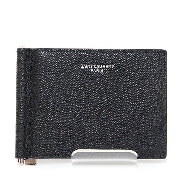 SAINT LAURENT PARIS Bill Compartment Bill Clip Wallet 378005 leather Black Men