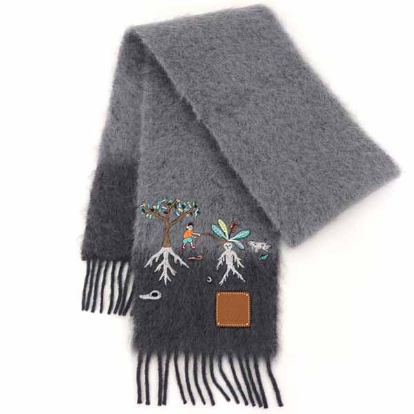 LOEWE x Suna Fujita collaboration mohair and wool scarf F811257X49 gray