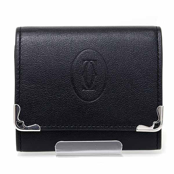 CARTIER Must de Cartier square coin purse L3001372 Calf Black bordeaux Unisex