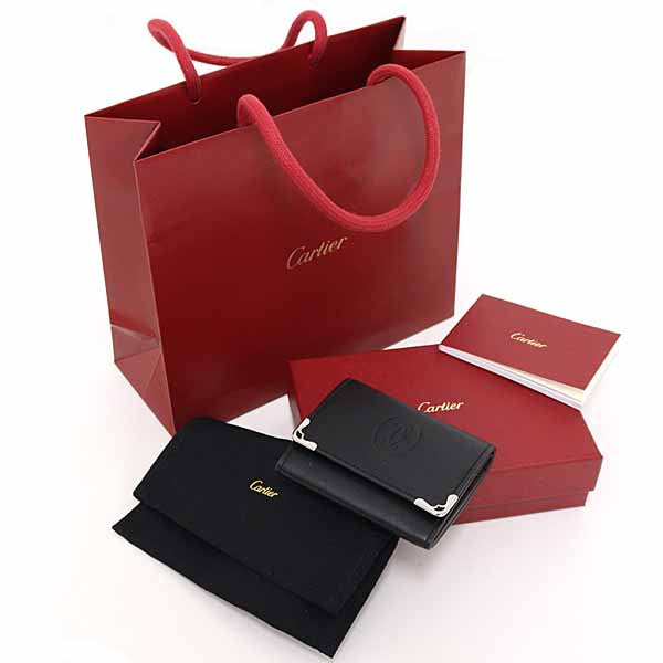 CARTIER Must de Cartier square coin purse L3001372 Calf Black bordeaux Unisex