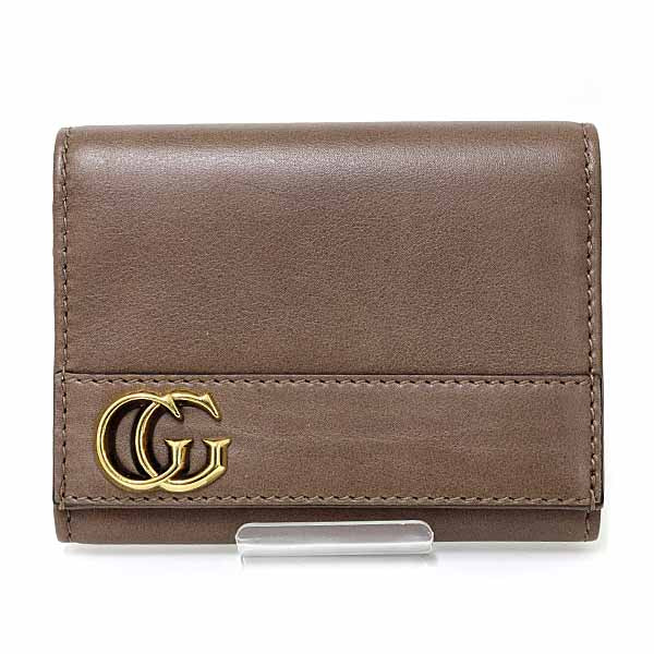GUCCI Card Case GG Marmont 245762 Leather Brown Unisex 64g
