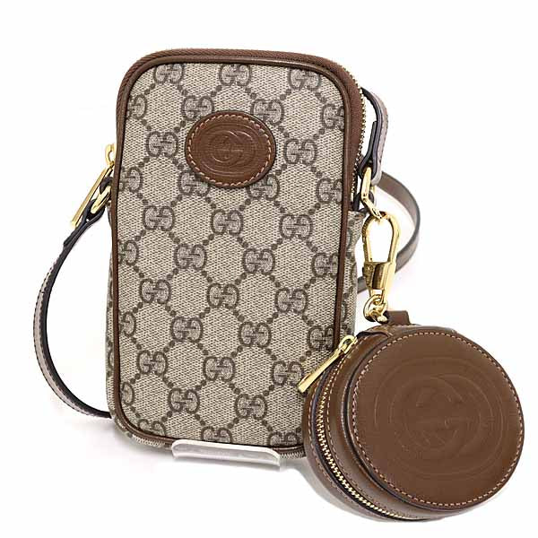 GUCCI Interlocking G Mini Shoulder Bag Cross body 700959 GG SupremeCanvas Beige