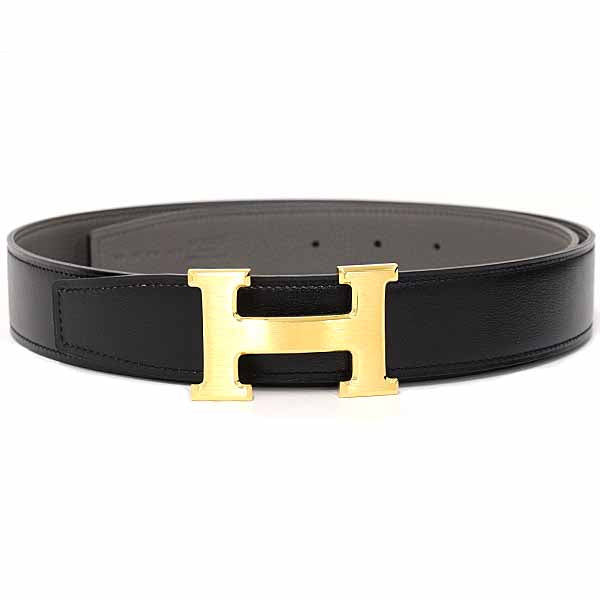 HERMES belt Belt Buckle "H" & Leather Belt (Kit) 32 Box calf Black Unisex Size90