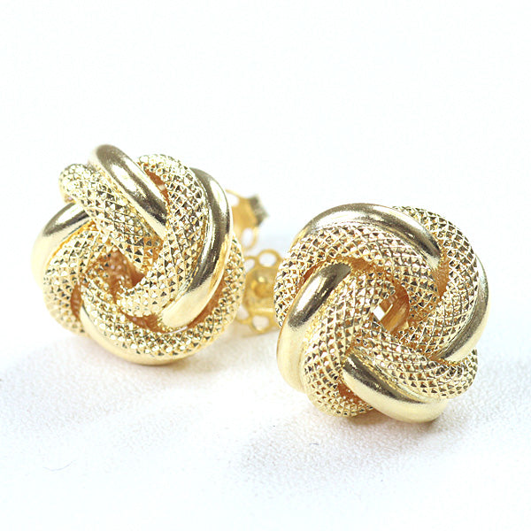 UNOAERRE Ladies Earring K18YG Love Knot Dots Piercings Fine Jewelry Gold Women