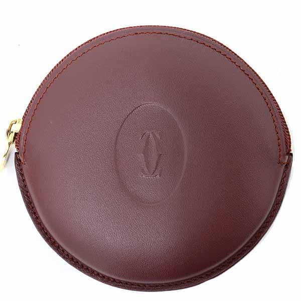 CARTIER Coin purse Round Must de Cartier L3000111 Must Line Leather bordeaux