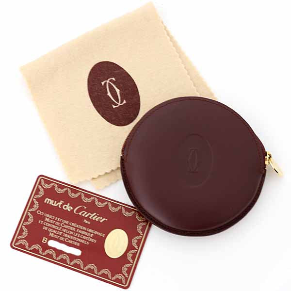 CARTIER Coin purse Round Must de Cartier L3000111 Must Line Leather bordeaux