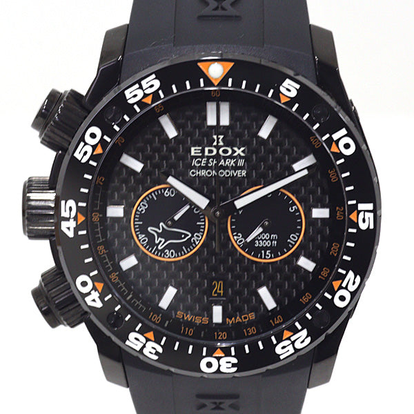 EDOX 10304 Ice Shark III Limited Edition Men's Wrist Watch Black SS Quartz