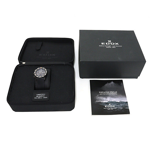 EDOX 10304 Ice Shark III Limited Edition Men's Wrist Watch Black SS Quartz