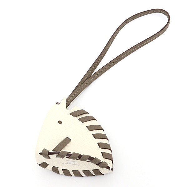 HERMES Bagaccessory Charm Cheval Tresse Bag charm Epsom Hatchet/Etoupe 13g K