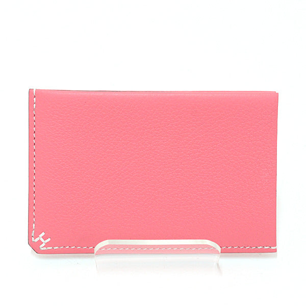 HERMES Card Case H Series Evercolor Rose azare Women 28g W