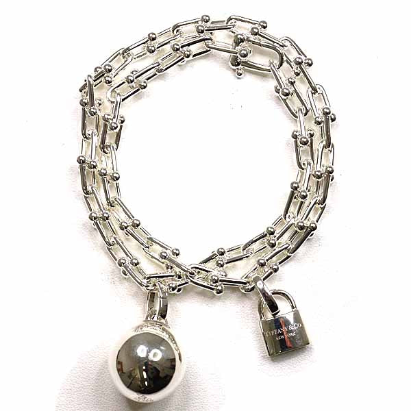 TIFFANY&Co. Hardware Small Wrap Bracelet Fashion Jewelry Silver 925 Women 47g