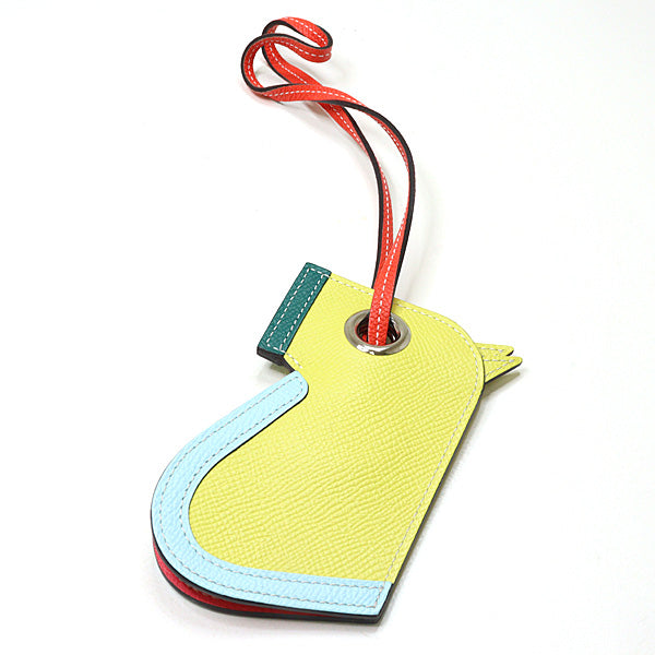 HERMES Key Ring Charm Camaiu Epsom Lime/Blue Zephyr/Malachite/Orange Poppy