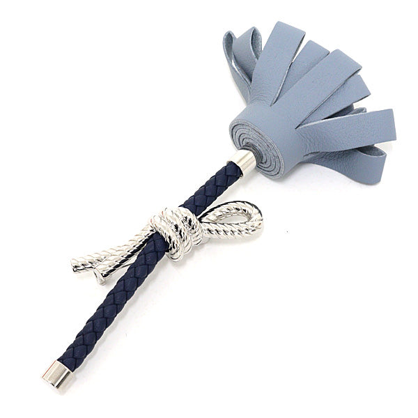 HERMES Brooch Fashion Jewelry Fleur Vau & Swift Leather LinenBlue/NavyBlue Women