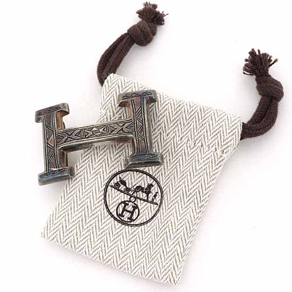 HERMES H Touareg Belt Buckle Silver Accessories Unisex 46.3g