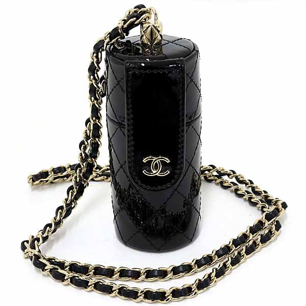 CHANEL Matelasse ChainShoulder Lip Case AP1572 Patent leather Black Women
