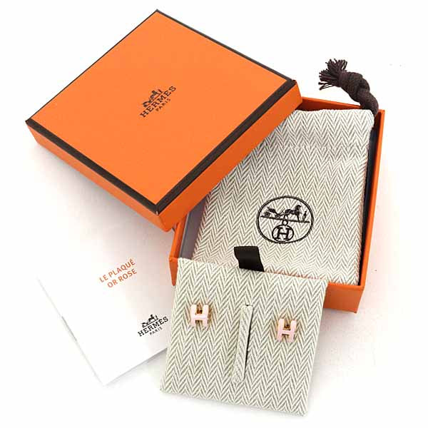 HERMES Earring Mini Pop H metal Rose Dragee Golden Rose Women Fashion Jewelry