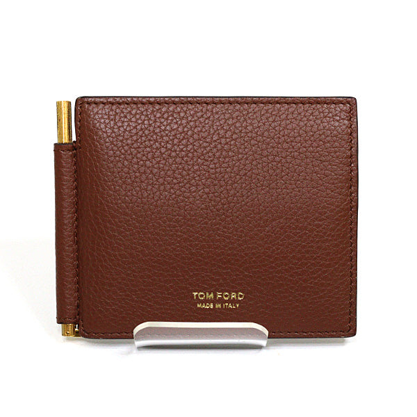 TOM FORD Bifold Wallet Money clip Leather Brown Men