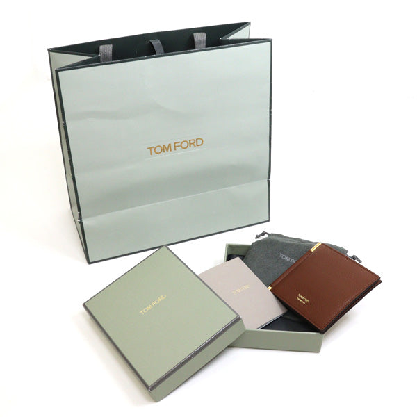 TOM FORD Bifold Wallet Money clip Leather Brown Men