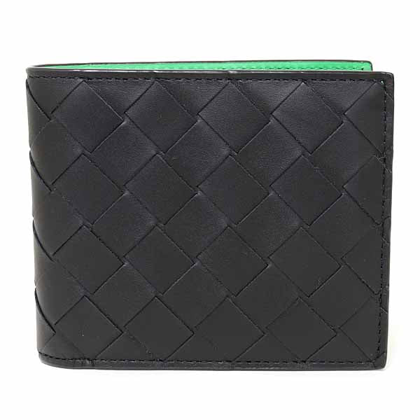 BOTTEGAVENETA Wallet Intrecciato Bifold Wallet Leather Black/Green Men 96g