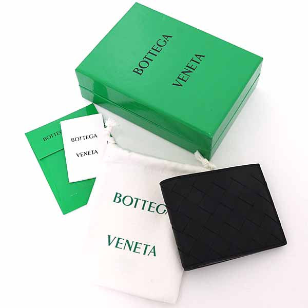 BOTTEGAVENETA Wallet Intrecciato Bifold Wallet Leather Black/Green Men 96g