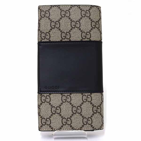 GUCCI Purse Two-tone long wallet outlet 779878 GG Supreme Canvas Beige / Ebony