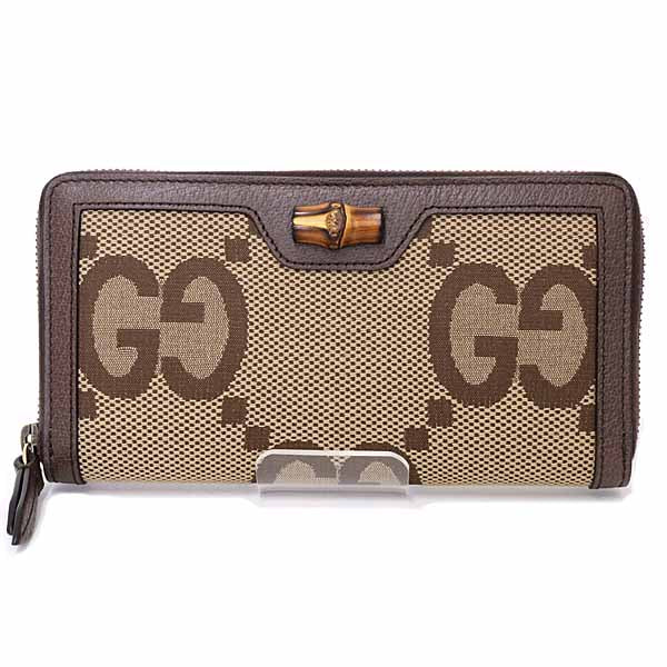 GUCCI Purse Zip Around Long Wallet Jumbo GG 658634 GG canvas Beige brown Unisex