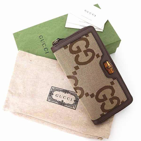 GUCCI Purse Zip Around Long Wallet Jumbo GG 658634 GG canvas Beige brown Unisex