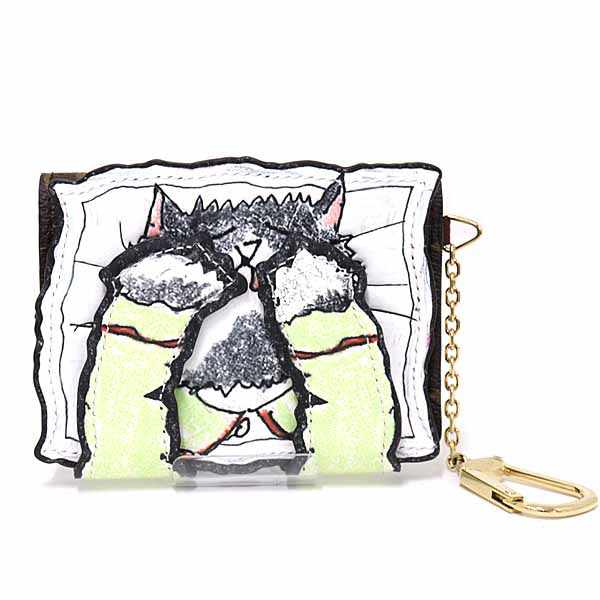 LOUIS VUITTON Card Case Pauket Purse Cat M25732 Wallet Leather multicolor Women