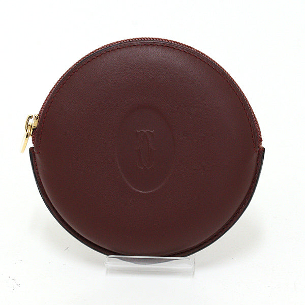 CARTIER Coin purse Wallet Must Line Leather wine-red Unisex