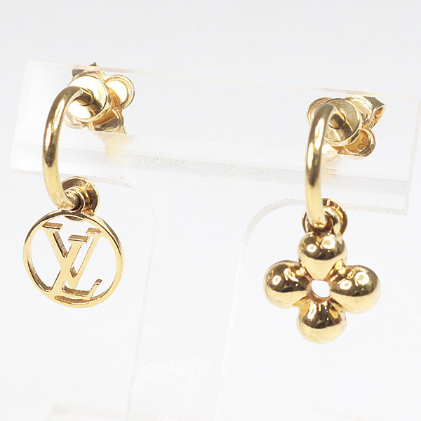 LOUIS VUITTON Earring Blooming M64859 metal Gold Women Fashion Jewelry 2.8g