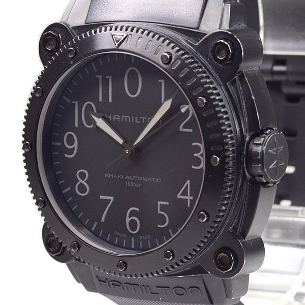 HAMILTON H785850 Khaki Navy BELOWZERO AUTO TITANIUM Wrist Watch Men Black