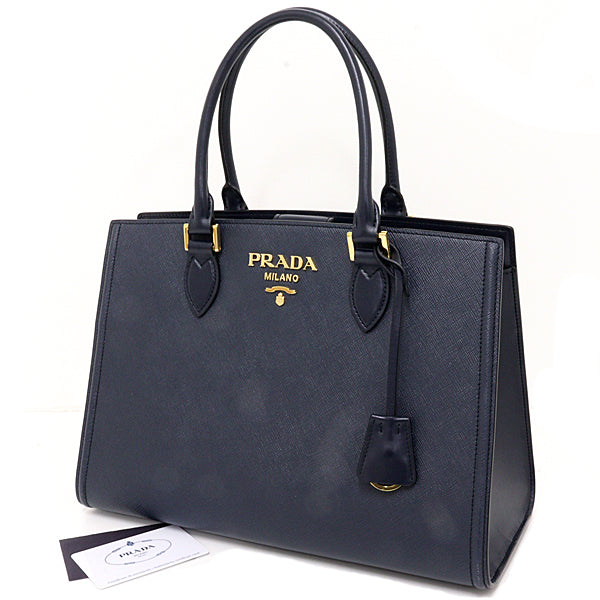 PRADA Handbag Saffiano Leather Outlet 1BA228 Navy Women 844g without strap