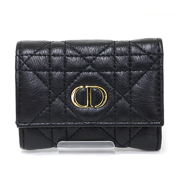 Dior Caro Veronia Wallet Cannage Calfleather Tri-fold wallet S5251UWHC Black