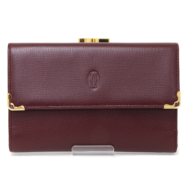 CARTIER Tri-fold wallet Must Line Tri-fold Wallet Leather Bordeaux Women